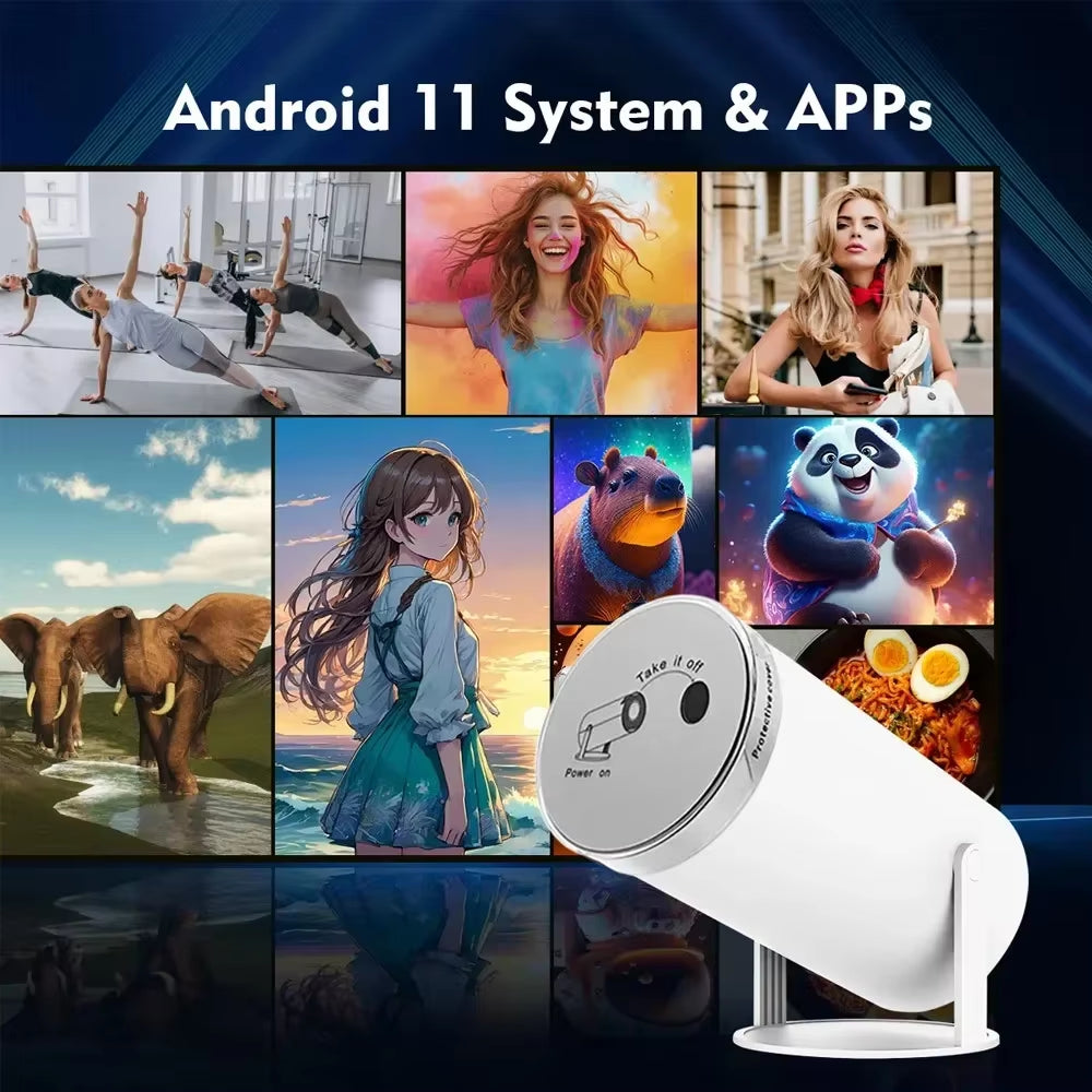 HY300 plus Projector Android 4K 1280*720P Dual Wifi 300ANSI Video Cinema Outdoor Portable Home Hd Led HY300 Pro Projetor